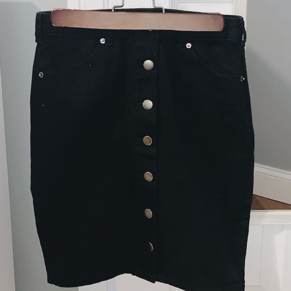 Black Button Down Jean Skirt